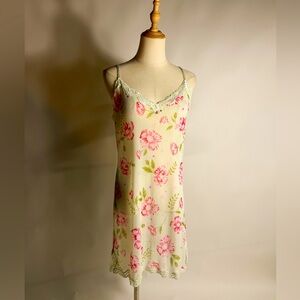VINTAGE 90’s Willow Blossom Sheer Light Green Pink Mesh Chemise Large